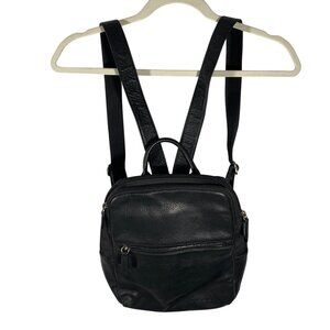 Fossil Black Leather Mini Backpack Purse  Adjustable Straps & Multiple Pockets